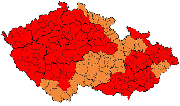 Výstraha v červených barvách. Stupeň nebezpečí je extrémní, varuje ČHMÚ